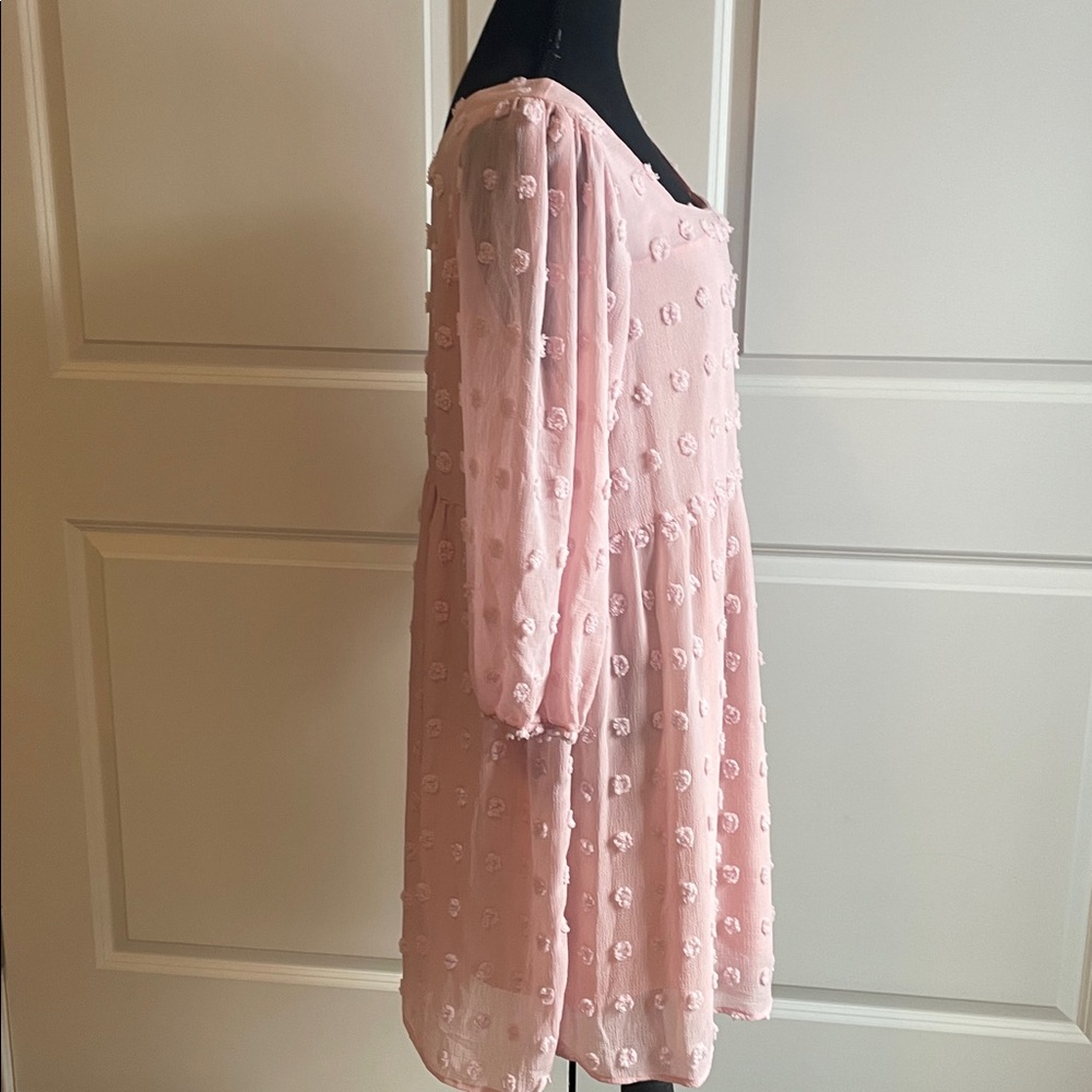 Jodifl Soft Pink Textured Swiss Dot Dress Size Med - Picture 9 of 9